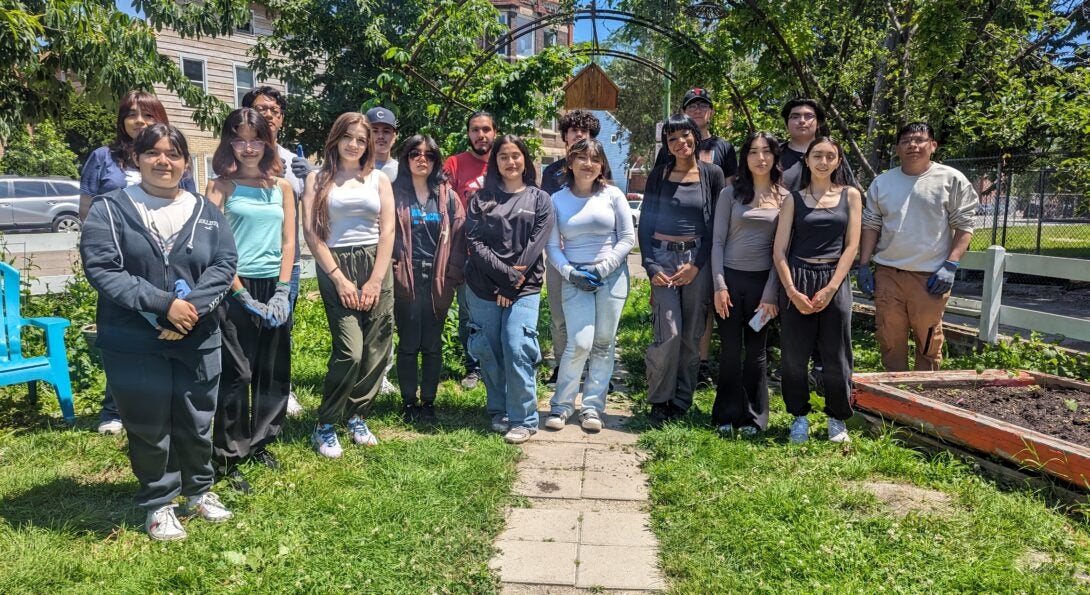 STEM Scholars interns at Roots and Rays community garden